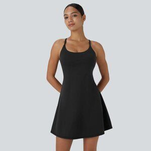 HALARA Black Athletic Sleeveless Halter Mini Dress